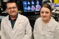 Daniel Dufort and Lisa Starr in their laboratory at the Research Institute of the McGill University Health Centre in Montreal