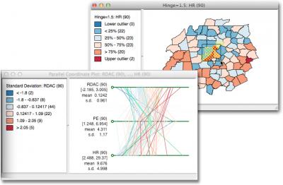 Two OpenGeoDa Views Exploring Homicide Patterns
