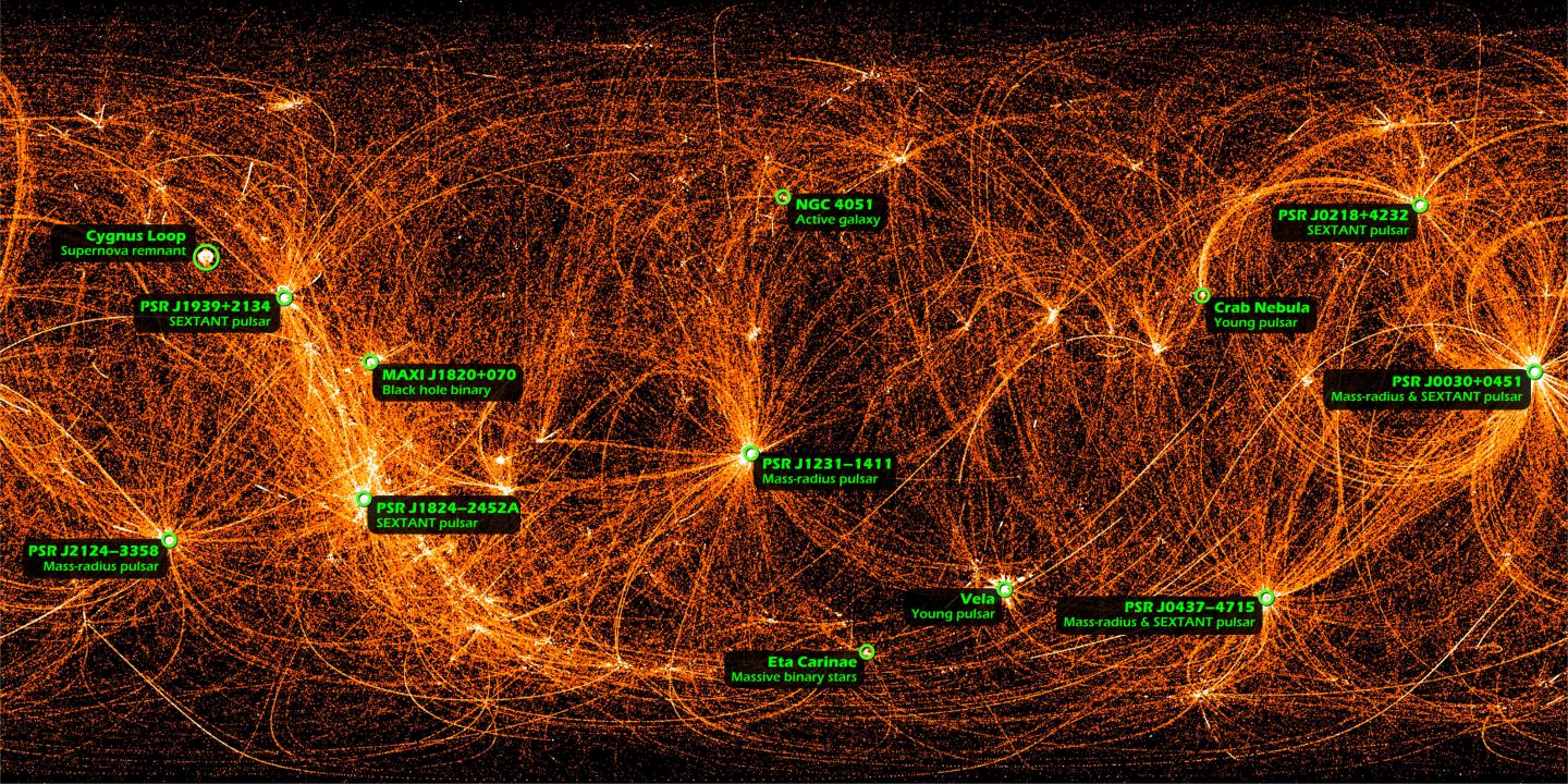 NICER X-ray Sky Map (Labeled)