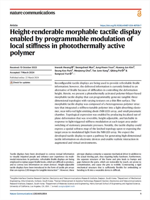Nature Communications (IF=16.6) published the paper on March 22