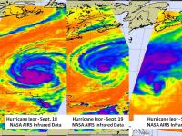 NASA's AIRS Infrared 3-Day Look at Hurricane Igor's Changes