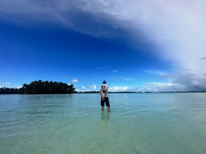 A SPUN researchers surveys the water near a sampling site
