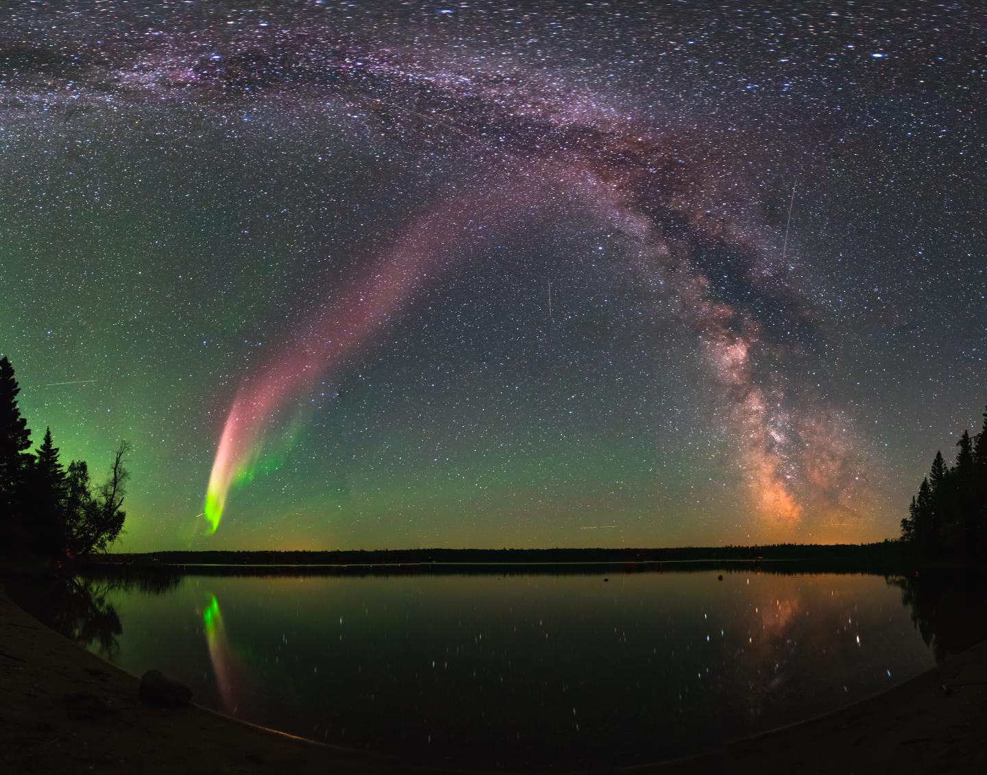Composite Image of STEVE in night sky