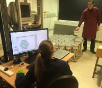 Dr. Ruth A Wood and Dr. Stephen Burton with the Honeycomb Maze