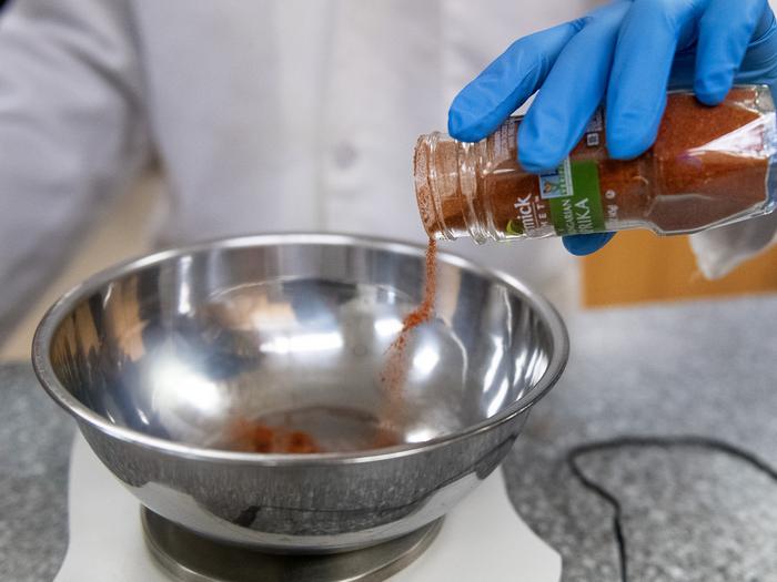 Spices poured into bowl