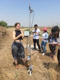 Scientists Using Measurement Poles to Determine Temperature, Humidity, Sunshine and Windspeed
