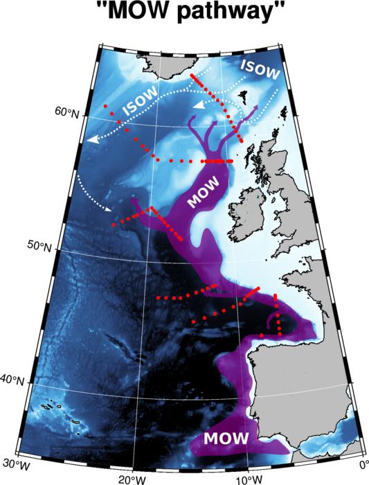 Changes in Mediterranean and Atlantic Ocean currents