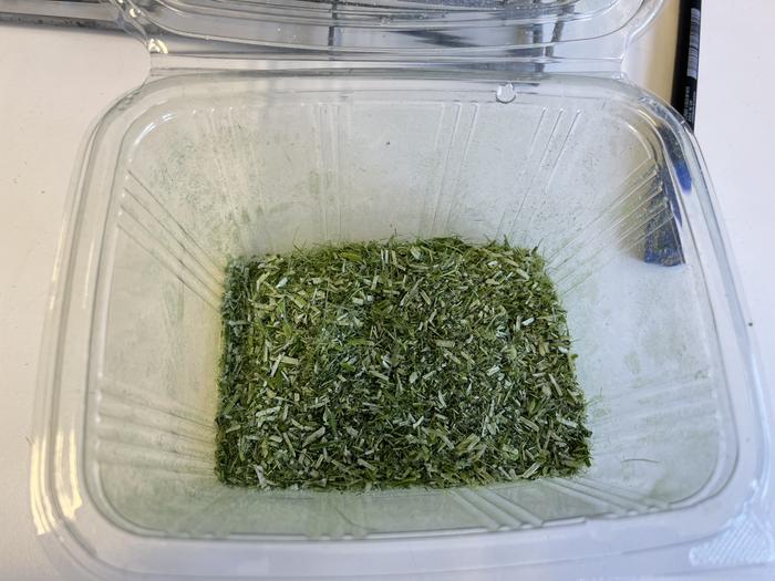 Alfalfa harvest and grinding, as the part of material preparation for contaminant extraction