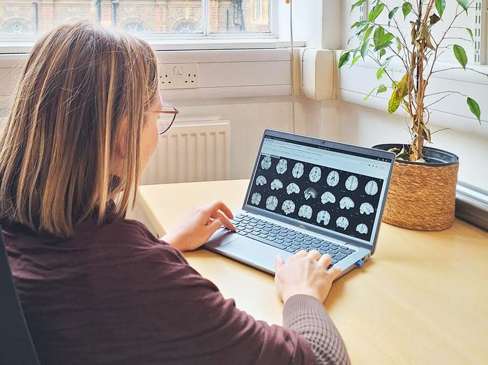 Dr Kasia Mojescik analysing brain images