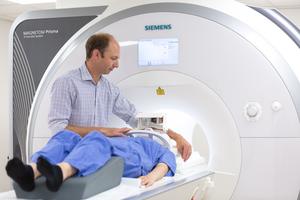 Person undergoing MRI scan