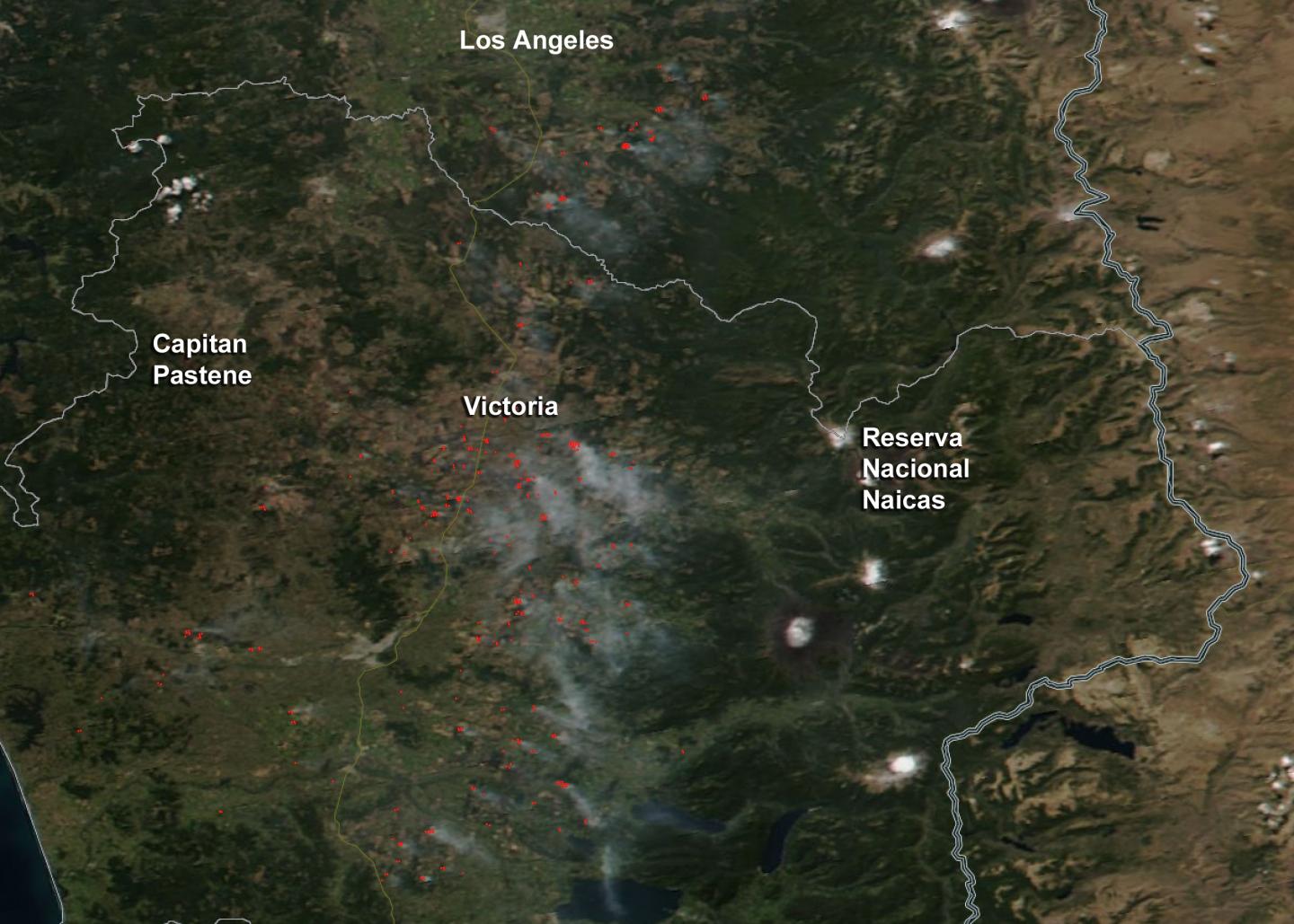 NASA-NOAA's Suomi NPP Satellite Sees Fires Light Up Southern Chile