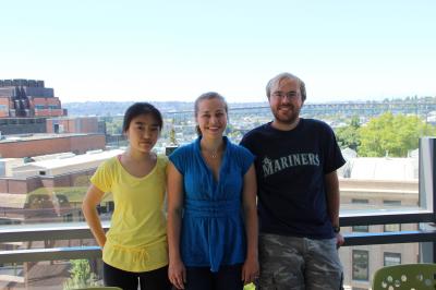 UW Protein Design Team on Molecular Engineergin Building Balcony