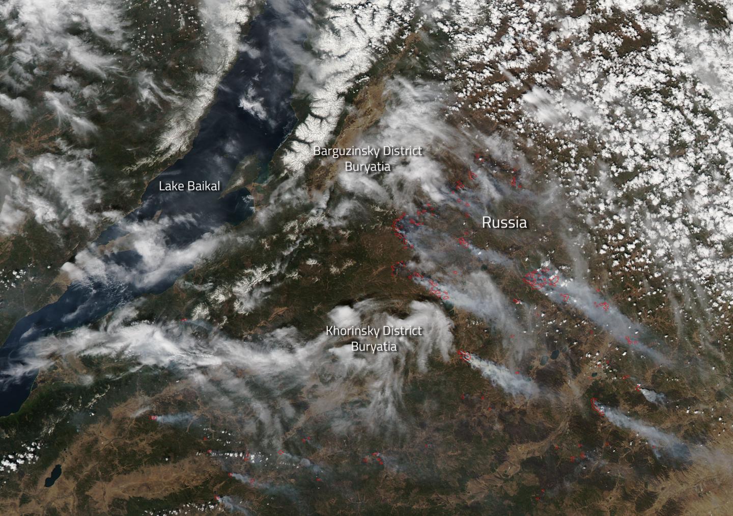 Fires Near Lake Baikal in Siberia