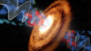 A precessing jet from an active galactic nucleus drives gas outflow from a disk galaxy