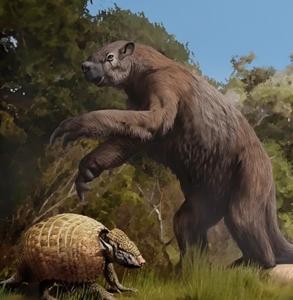 Illustration of pampathere and giant ground sloth