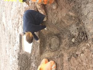 A cauldron being uncovered at Glenfield
