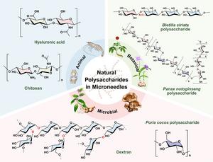 FIG. 1. STRUCTURES OF REPRESENTATIVE NATURAL POLYSACCHARIDES COMMONLY UTILIZED IN MICRONEEDLE SYSTEMS.