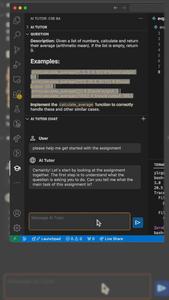 Snippet of screen capture of an interaction with the AI tutor for an introductory programming class