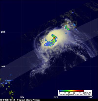 Rainfall in Tropical Storm Philippe