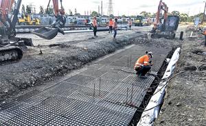 The recycled rubber grids on a stretch of test track laid at Chullora NSW