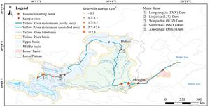 Map of the Yellow River (YR) basin showing the distribution of major rivers, reservoirs, and sampling sites.
