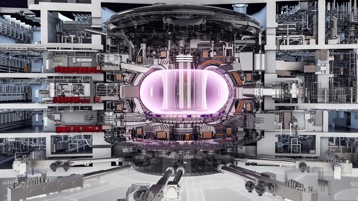 Cross-section of a future fusion power plant with plasma at a temperature exceeding 100 million degrees Celsius. (Illustration: ITER)