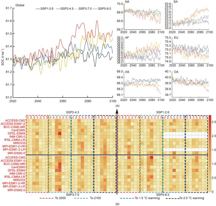 Global and continental SOC change trends