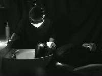 Visualization of airflow patterns while a client is reclining and a technician is standing above