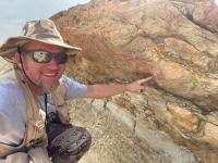Anton Wroblewski points to mammal track underprints