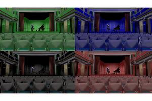 Image stills from the various colors of concert halls that were tested on listeners