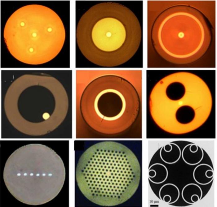 Cross sections of optical fibers