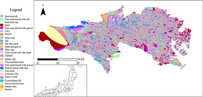 Predicted soil classification map for the Tokyo metropolitan area