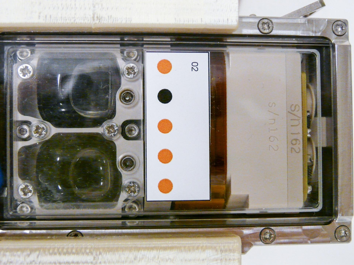 Preflight imagery of the two culture chambers of a single experimental unit in the Biorock experiment.