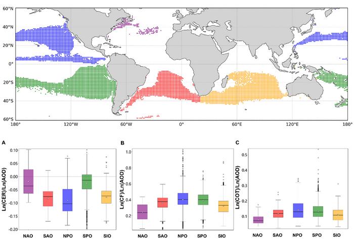 Five representative ocean regions and the sensitivity of their low-cloud properties to aerosols