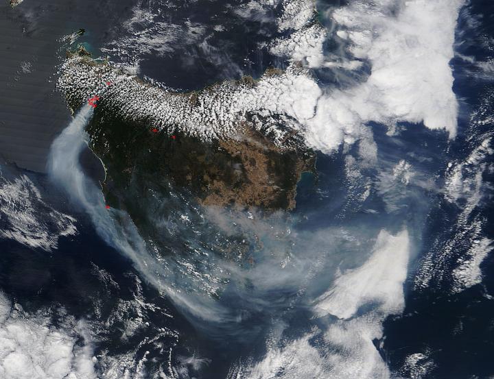 NASA's Terra Satellite Tracks Fires on Tasmania