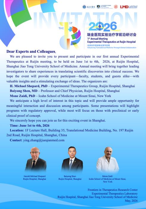 The 1st Annual Meeting on Experimental Therapeutics