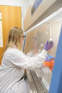 Lara Stefani works in the lab.