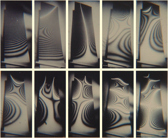 Figure 3: Ten vibration modes of a jet engine turbine blade (courtesy of Pratt & Whitney)