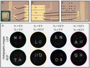 Figure 2 | Demonstration of dynamic holographic display enabled by LN MZI switch.