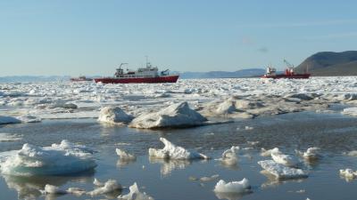Ships in Isfjorden near Longyearbyen, Svalbard