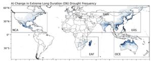 Change in Extreme Long Duration Drought Frequency by landfalling Tropical Cyclones