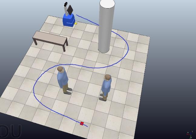 Example of a trajectory generated by the social robot to reach an objective