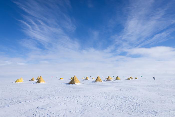 Yellow tents from the researchers