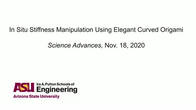 In Situ Stiffness Manipulation Using Elegant Curved Origami
