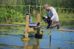 Collecting water quality data at Ottawa National Wildlife Refuge