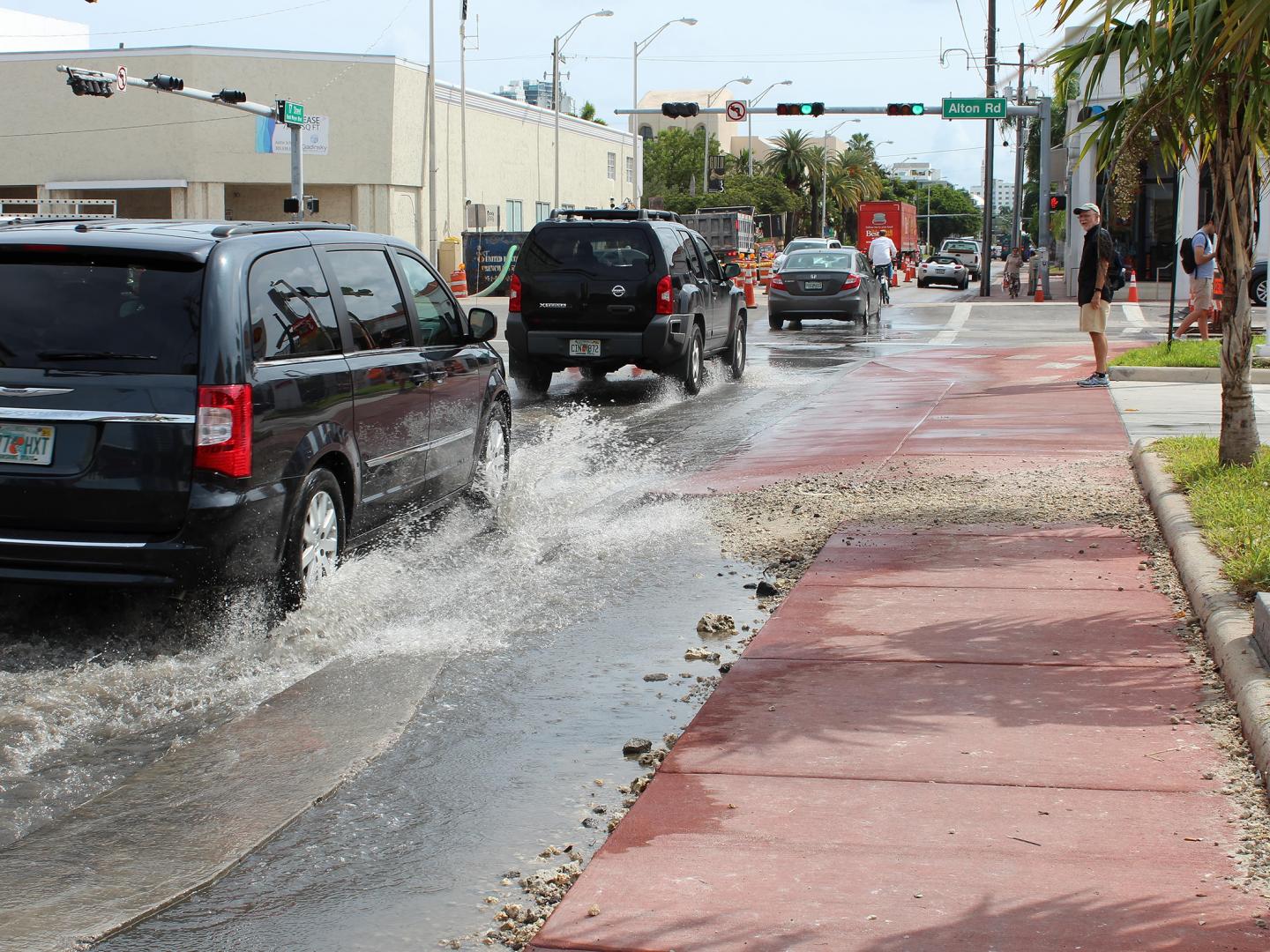 Blue Sky, Calm Weather and Streets Flooded
