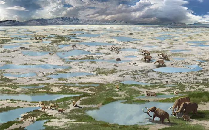 Artist rendition of the landscape at White Sands during the last Ice Age.