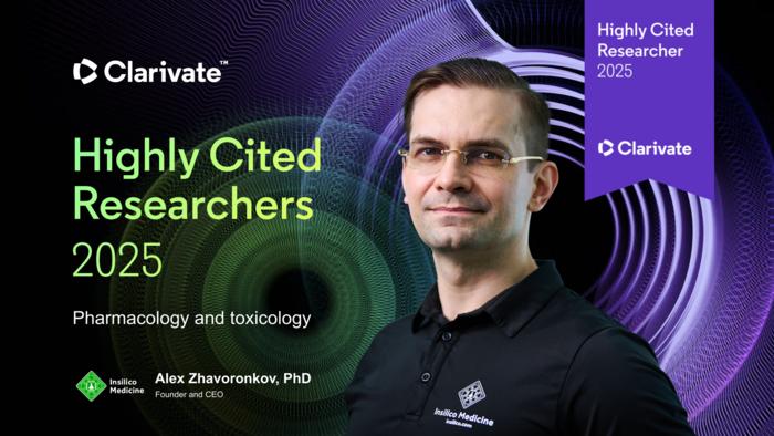 Insilico Medicine’s CEO Dr. Alex Zhavoronkov recognised among global top one per cent for pharmacology and toxicology