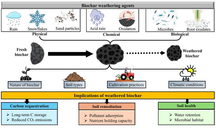 Weathering of biochar: implications to soil health, carbon sequestration and soil remediation