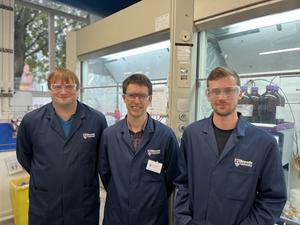 Left to right: Newcastle University's Dr Matthew Hopkinson, Dr Roly Armstrong and Matthew Lowe.
